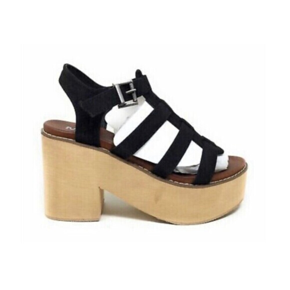 MIA Sandals Loraine Casual Ankle Strap Platform Black Suede Women Size 10 M